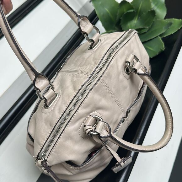 Tignanello Genuine Leather Satchel Tote Handbag Neutral Beige Soft Luxurious - Picture 6 of 9